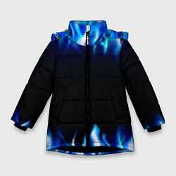 Куртка зимняя для девочки Синий Огонь, цвет: 3D-черный