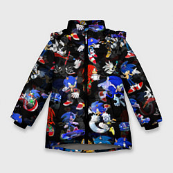 Куртка зимняя для девочки Sonic паттерн, цвет: 3D-светло-серый