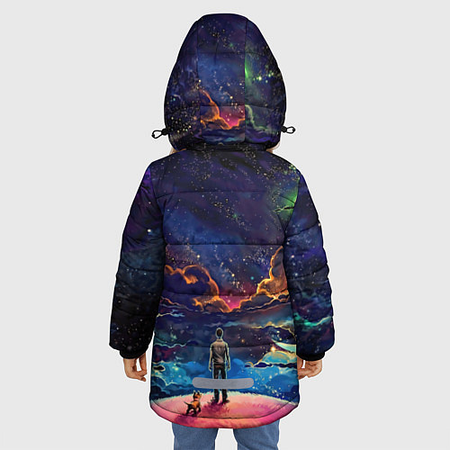 Зимняя куртка для девочки Космос / 3D-Черный – фото 4