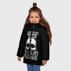 Куртка зимняя для девочки Stop The Virus, цвет: 3D-черный — фото 2