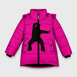Куртка зимняя для девочки Little Big: UNO, цвет: 3D-черный