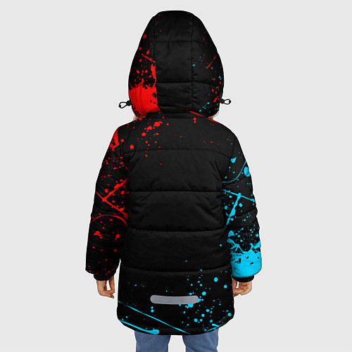 Зимняя куртка для девочки БРЫЗГИ КРАСОК / 3D-Черный – фото 4