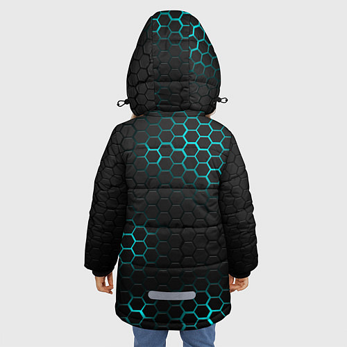Зимняя куртка для девочки СТАЛЬНАЯ НЕОНОВАЯ БРОНЯ / 3D-Светло-серый – фото 4