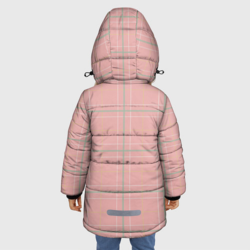 Зимняя куртка для девочки Шотландка Розовая / 3D-Черный – фото 4