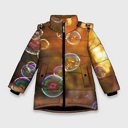 Куртка зимняя для девочки Мыльные пузыри, цвет: 3D-черный