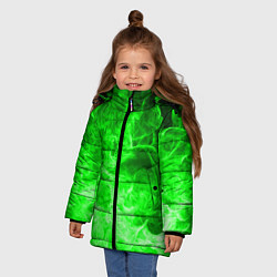 Куртка зимняя для девочки ОГОНЬ GREEN NEON, цвет: 3D-светло-серый — фото 2