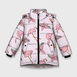 Куртка зимняя для девочки Розовый фламинго, цвет: 3D-светло-серый