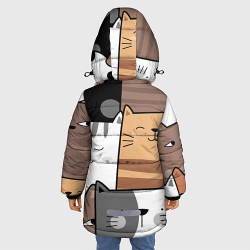 Зимняя куртка для девочки Котейки / 3D-Черный – фото 4