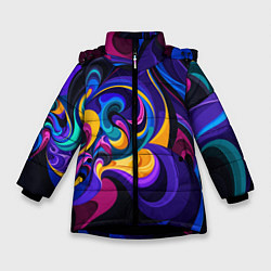 Куртка зимняя для девочки ABSTRACT COLOR, цвет: 3D-черный