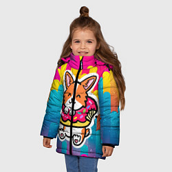 Куртка зимняя для девочки Милый корги, цвет: 3D-светло-серый — фото 2