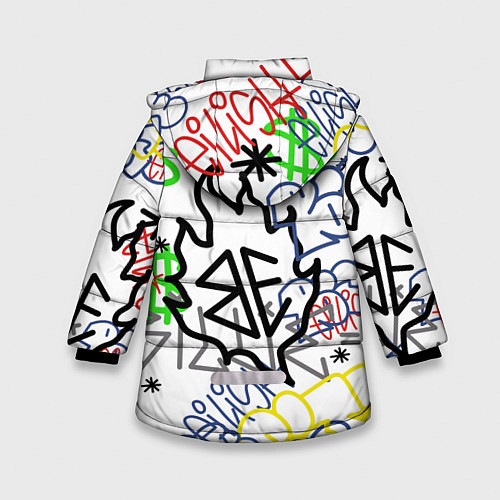Зимняя куртка для девочки BILLIE EILISH GRAFFITI / 3D-Светло-серый – фото 2