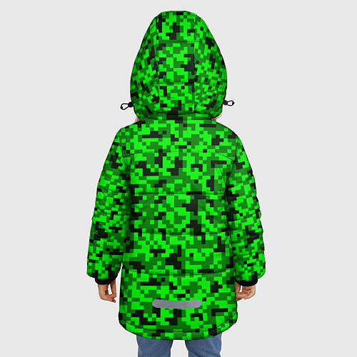 Зимняя куртка для девочки КАМУФЛЯЖ GREEN / 3D-Черный – фото 4