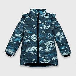Куртка зимняя для девочки Пиксельный камуфляж полиции, цвет: 3D-черный