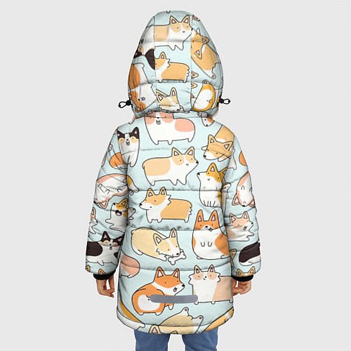Зимняя куртка для девочки Милые корги / 3D-Черный – фото 4