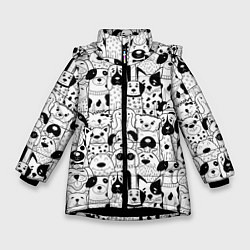 Куртка зимняя для девочки Собачки, цвет: 3D-черный