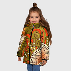 Куртка зимняя для девочки Детский оранжево-болотный, цвет: 3D-черный — фото 2
