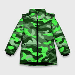 Куртка зимняя для девочки CAMOUFLAGE GREEN, цвет: 3D-черный