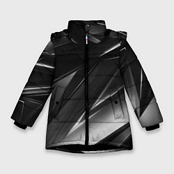 Куртка зимняя для девочки GEOMETRY STRIPES BLACK & WHITE, цвет: 3D-черный