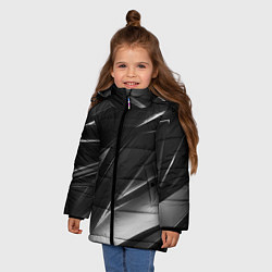Куртка зимняя для девочки GEOMETRY STRIPES BLACK & WHITE, цвет: 3D-черный — фото 2