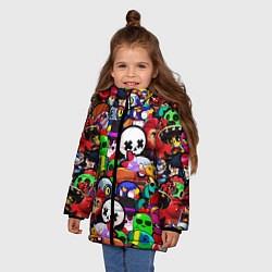 Куртка зимняя для девочки Brawl Stars ПЕРСОНАЖИ, цвет: 3D-черный — фото 2