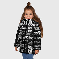 Куртка зимняя для девочки Рок группы, цвет: 3D-черный — фото 2