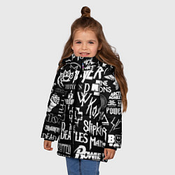 Куртка зимняя для девочки ЛОГОТИПЫ РОК ГРУПП, цвет: 3D-светло-серый — фото 2