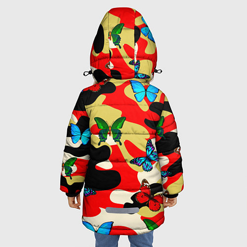 Зимняя куртка для девочки Камуфляжные бабочки / 3D-Черный – фото 4