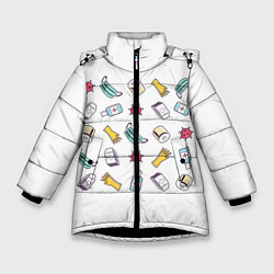 Куртка зимняя для девочки Covid-19, цвет: 3D-черный