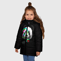 Куртка зимняя для девочки Панда и мыльный пузырь, цвет: 3D-черный — фото 2