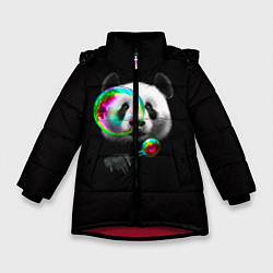Куртка зимняя для девочки Панда и мыльный пузырь, цвет: 3D-красный