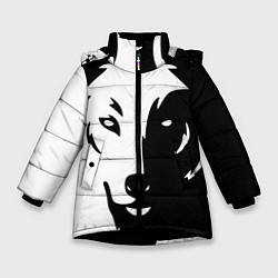 Куртка зимняя для девочки Зверь, цвет: 3D-черный
