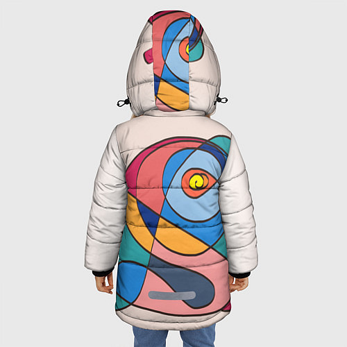 Зимняя куртка для девочки Абстракция полет фантазии / 3D-Черный – фото 4
