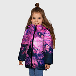 Куртка зимняя для девочки Розовый разводы жидкость цвета, цвет: 3D-черный — фото 2