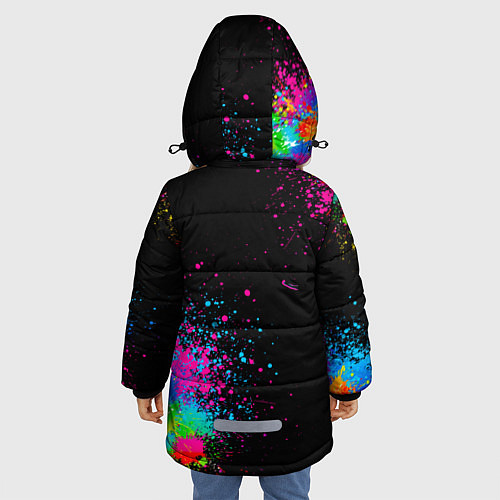 Зимняя куртка для девочки Брызги красок / 3D-Черный – фото 4