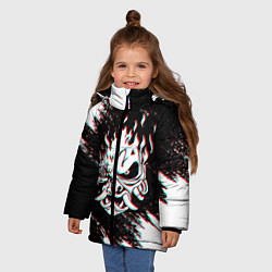 Куртка зимняя для девочки CYBERPUNK 2077 SAMURAI GLITCH, цвет: 3D-красный — фото 2
