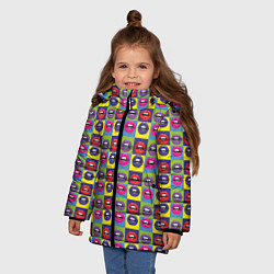 Куртка зимняя для девочки Губы Поп-арт, цвет: 3D-красный — фото 2