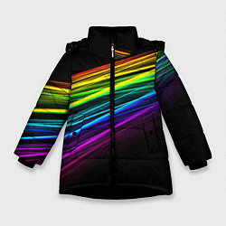 Куртка зимняя для девочки АБСТРАКЦИЯ, цвет: 3D-черный