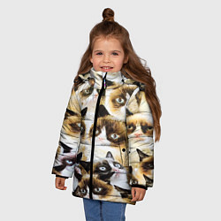 Куртка зимняя для девочки КОТ МЕМ, цвет: 3D-черный — фото 2