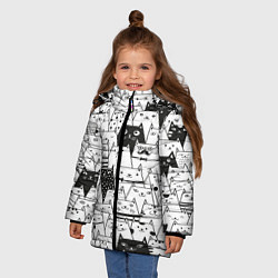 Куртка зимняя для девочки КОТЫ WHITE, цвет: 3D-светло-серый — фото 2