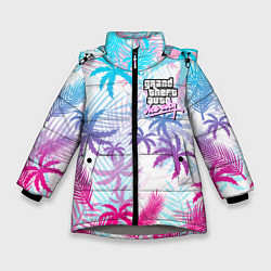 Куртка зимняя для девочки GTA VICE CITY, цвет: 3D-светло-серый