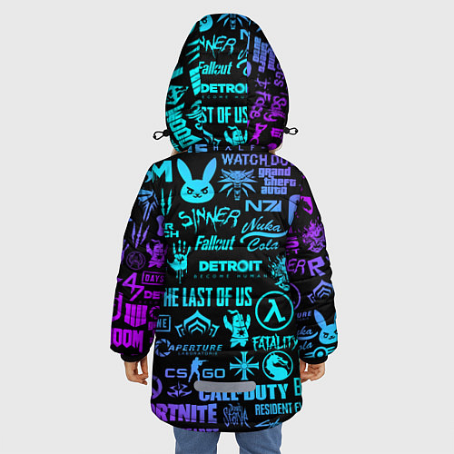 Зимняя куртка для девочки ЛОГОТИПЫ ИГР / 3D-Черный – фото 4