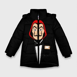 Куртка зимняя для девочки Бумажный Дом, цвет: 3D-черный