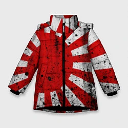Куртка зимняя для девочки ЯПОНСКИЙ ФЛАГ, цвет: 3D-черный