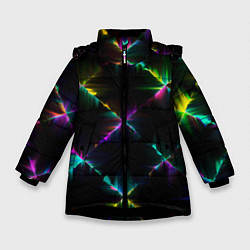 Куртка зимняя для девочки НЕОНОВАЯ ТЕКСТУРА, цвет: 3D-черный
