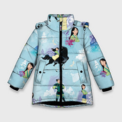 Куртка зимняя для девочки Mulan Pattern, цвет: 3D-черный