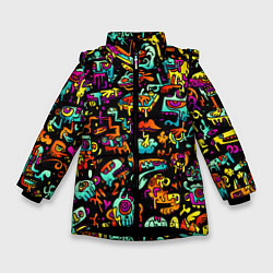 Куртка зимняя для девочки Zombi Slime, цвет: 3D-черный