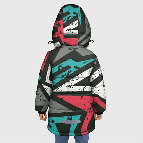 Зимняя куртка для девочки Geometric Abstraction / 3D-Черный – фото 4
