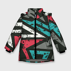 Куртка зимняя для девочки Geometric Abstraction, цвет: 3D-светло-серый