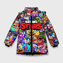 Куртка зимняя для девочки BRAWL STARS ВСЕ ПЕРСОНАЖИ, цвет: 3D-черный