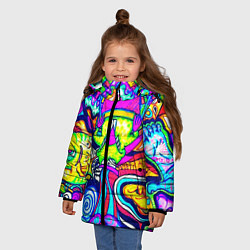 Куртка зимняя для девочки КИСЛОТНЫЕ РИСУНОК, цвет: 3D-черный — фото 2